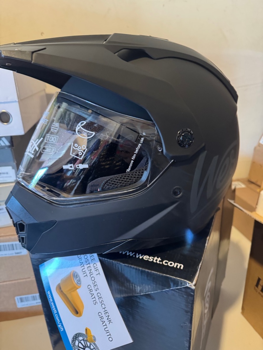 Westt Matte Black Adventure Motorcycle Helmet